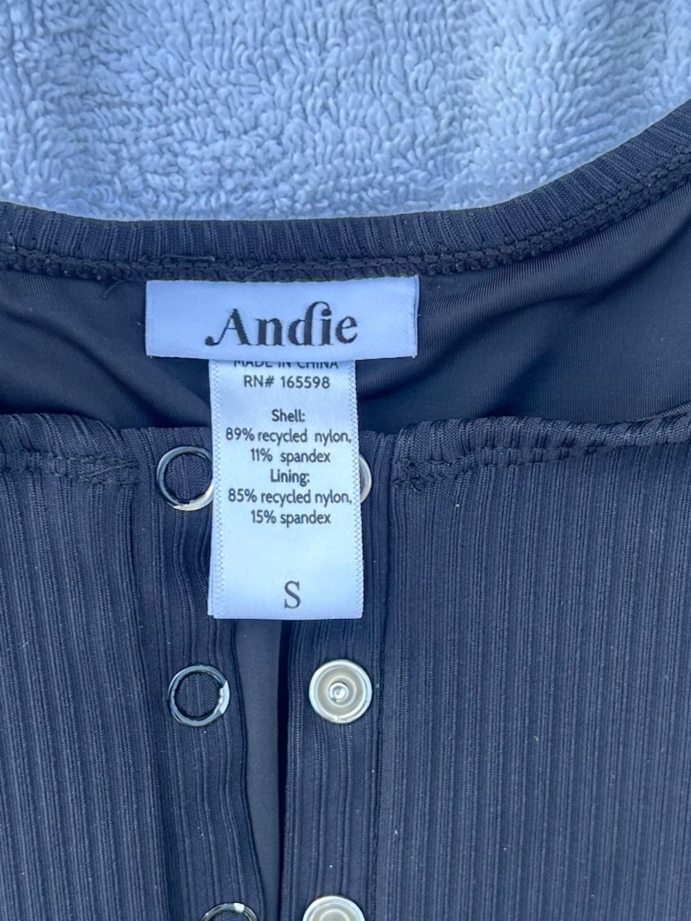 Andie The Malibu One-Piece Swimsuit size small in ribbed black - Picture 5 of 9